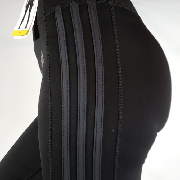 Adidas Ladies 3 Stripe Tights - Black/Carbon NWT! - Picture 4 of 8
